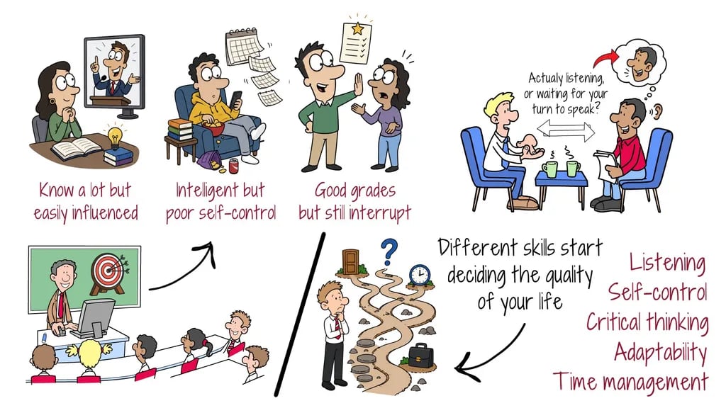 life-skills-school-gap Illustration of the gap between school success and real-life skills
