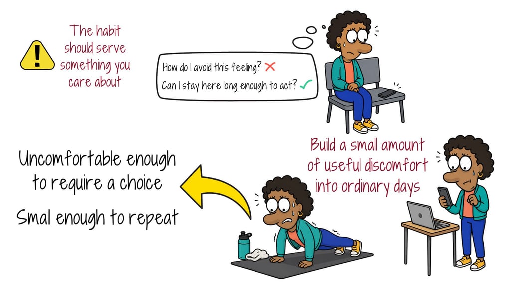 Illustration of building useful discomfort into ordinary days through small, repeatable challenges