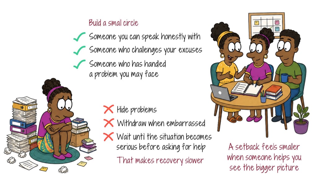 Illustration of keeping a small support circle you can actually call before a crisis